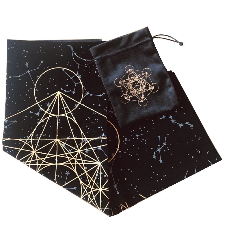 Sacred Geometry Celestial Altar Cloth with Matching Pouch for Rituals, Meditation, and Spiritual Practices