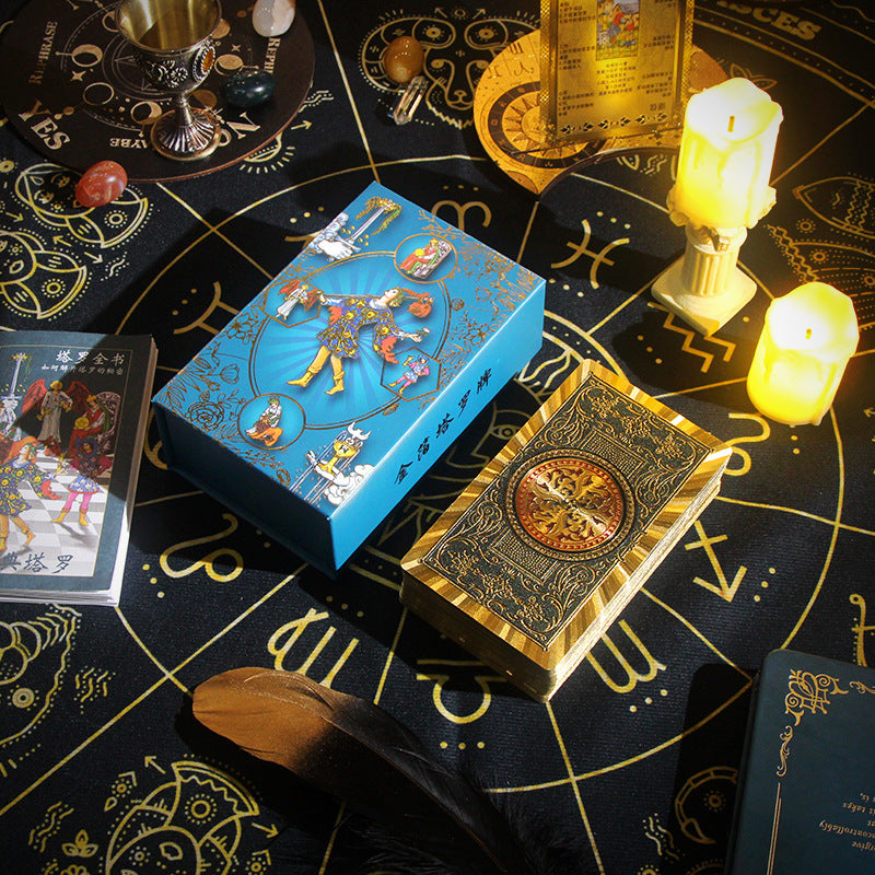 Golden Tarot Deck with Chinese Interpretations - Luxurious Foil Cards for Spiritual Guidance and Divination