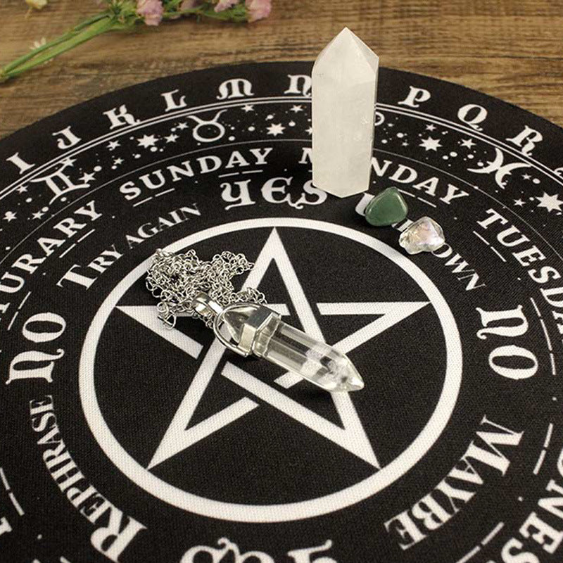 Mystical Divination Pendulum Cloth with Pentacle Design for Spiritual Guidance and Tarot Reading