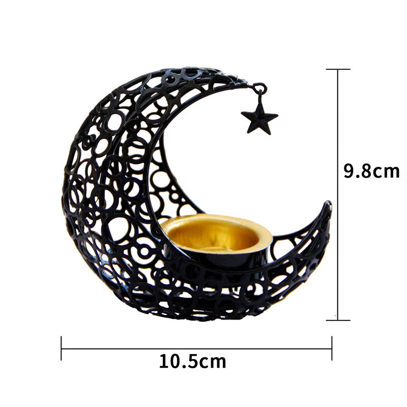 Enchanting Crescent Moon Star Tealight Holder for Spiritual Tranquility