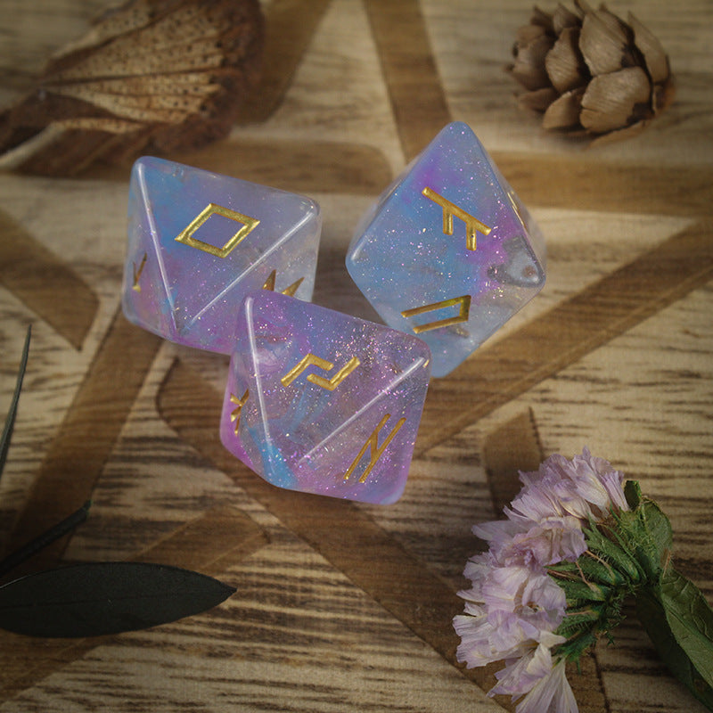 Mystical Galaxy Rune Dice Set for Divination, Crystal Casting, and Spiritual Guidance