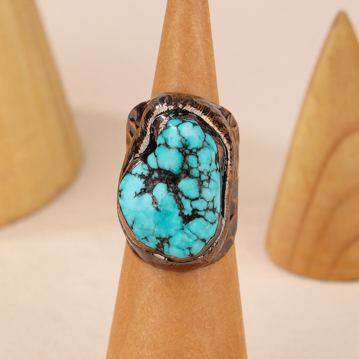 Raw Turquoise Copper Ring - Spiritual Healing and Protection Statement Jewelry