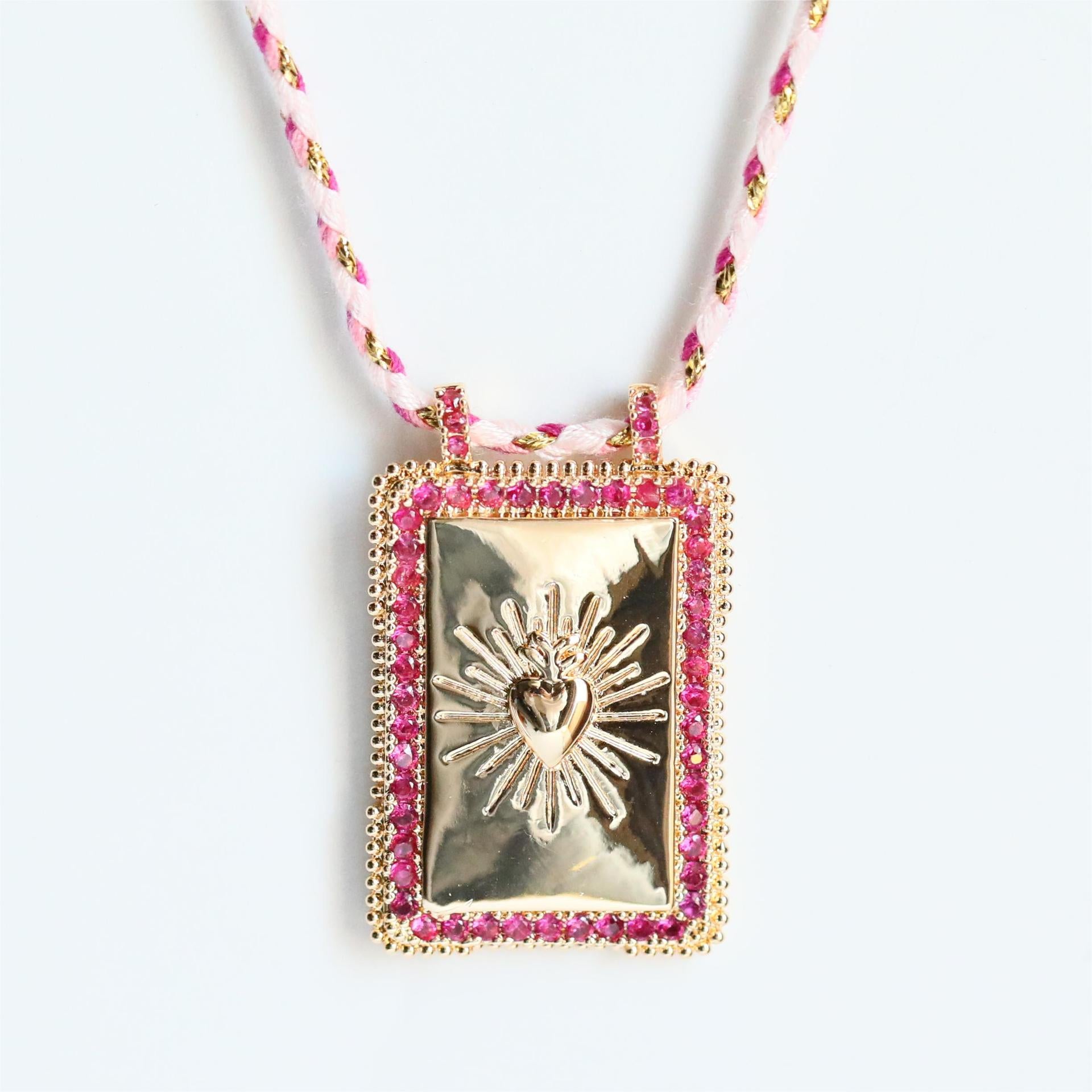 Vibrant Rectangular Celestial Pendant Necklace Collection – Gold-Plated Colorful Charms