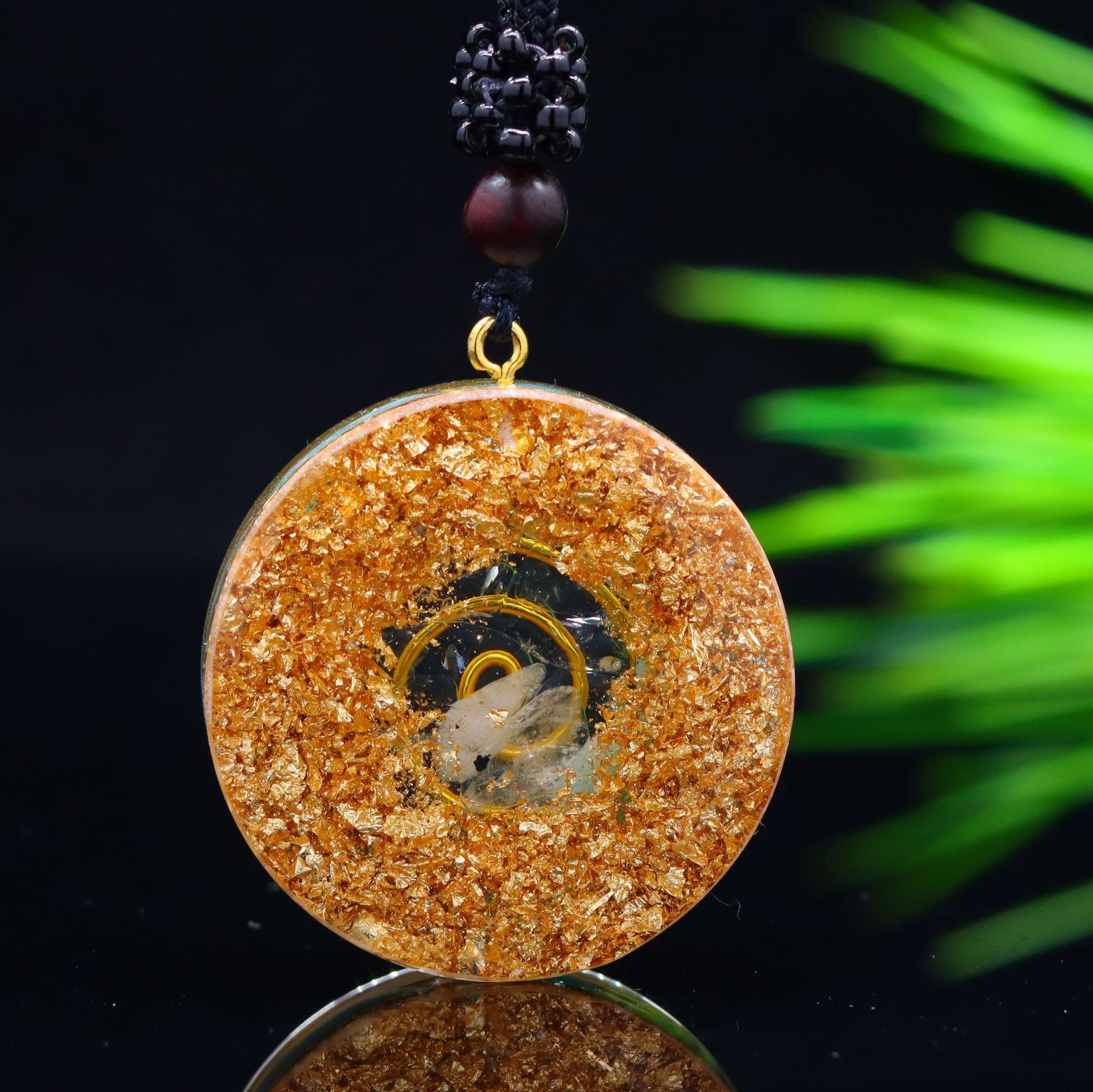 Golden Spiral Turquoise Energy Pendant Necklace for Chakra Healing and Spiritual Balance