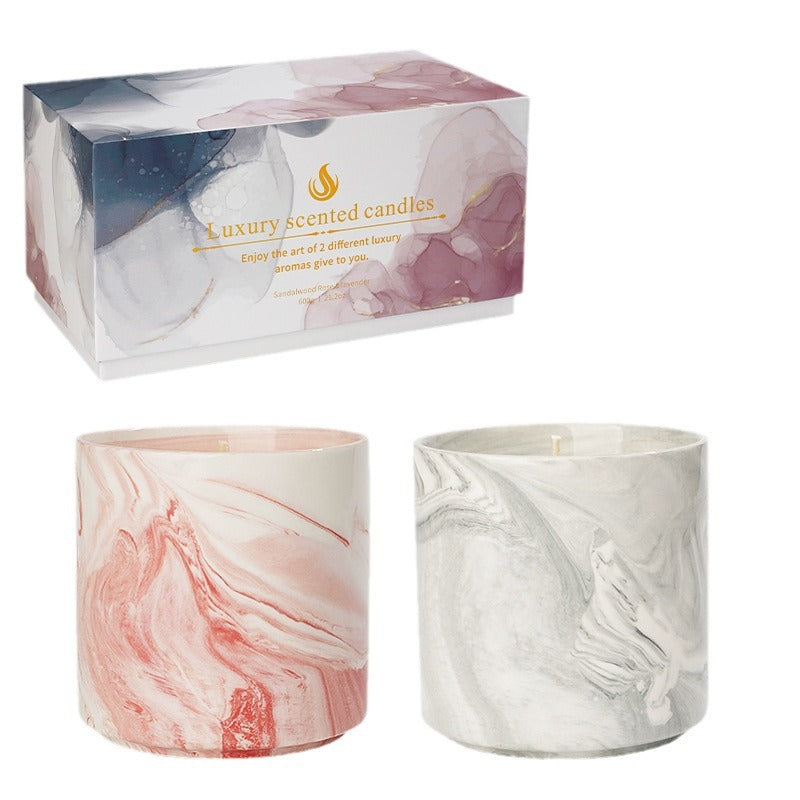 Luxury Marble Scented Candles Gift Set – Natural Soy Wax for Relaxation, Meditation, and Aromatherapy