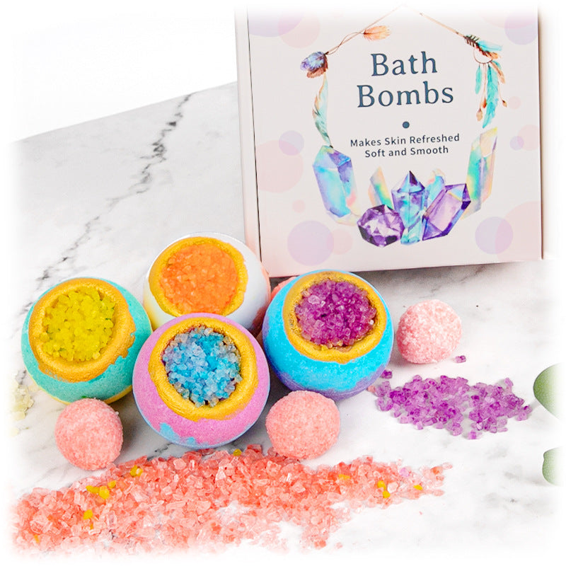 Healing Crystal Geode Bath Bomb Set with Aromatherapy Essential Oils – Luxurious and Soothing Bath Experience for Spiritual Rejuvenation and Skin Nourishment