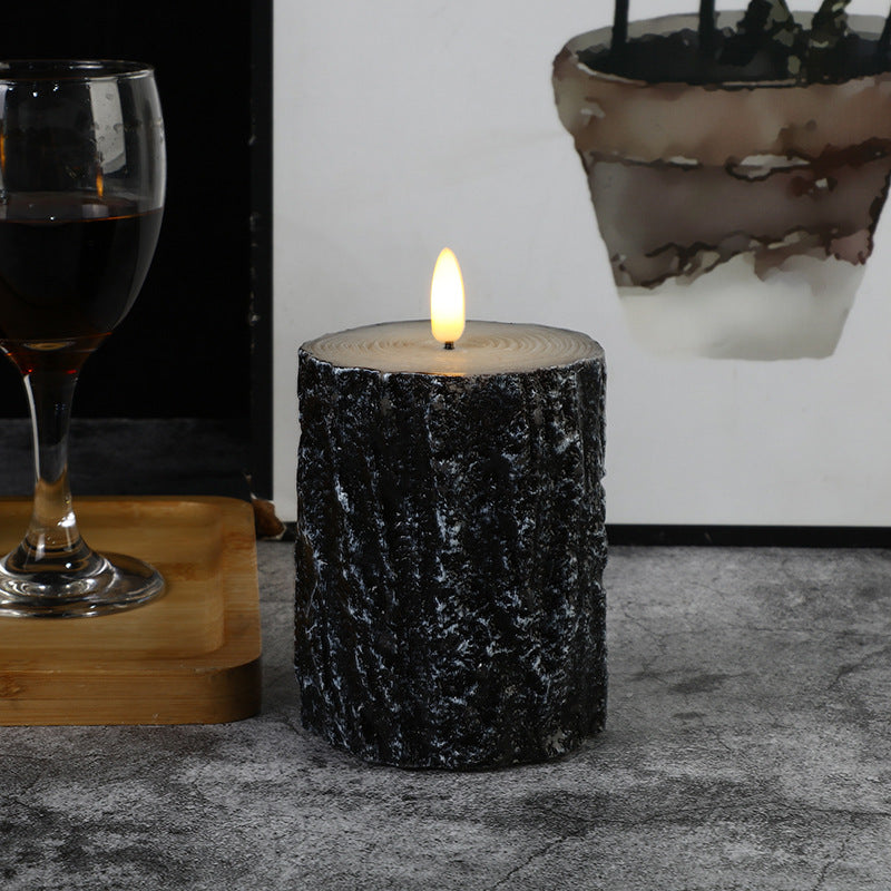 Rustic Log-Inspired Flameless LED Candles - Natural Ambiance for Spiritual Spaces