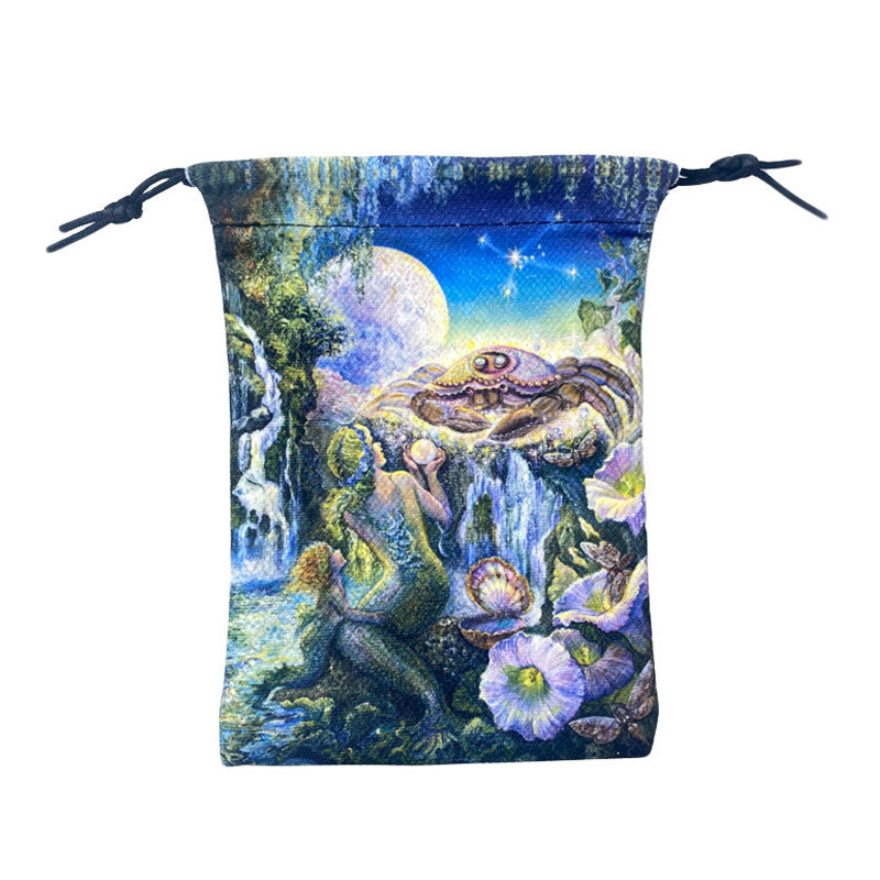 Zodiac-Themed Tarot and Crystal Storage Pouch – Mystical Drawstring Bag for Spiritual Tools and Astrology Lovers