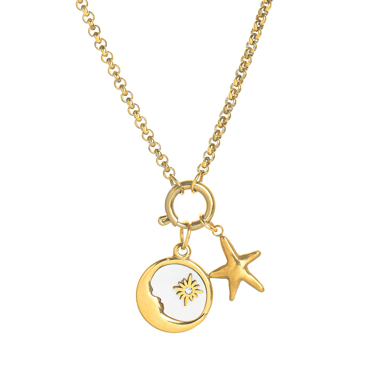 Celestial Sun and Star Gold Necklace – Dazzling Jewelry for Your Unique Style