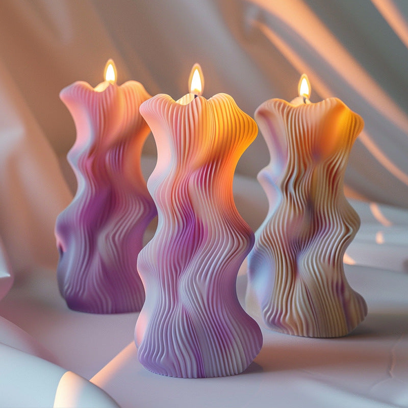 Twisted Wave Sculptural Candles - Elegant Spiral Candles for Spiritual Decor and Meditation