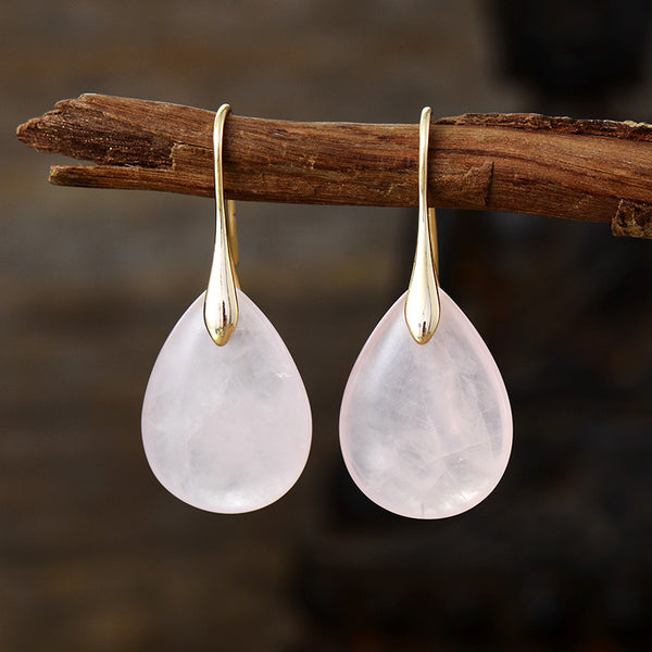 Teardrop Gemstone Earrings with Gold and Silver Accents for Spiritual Harmony and Healing