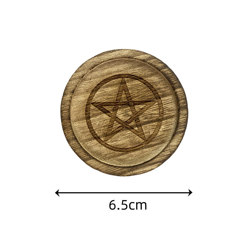 Handcrafted Wooden Pentacle Tea Light Candle Holder for Altar and Ritual Use