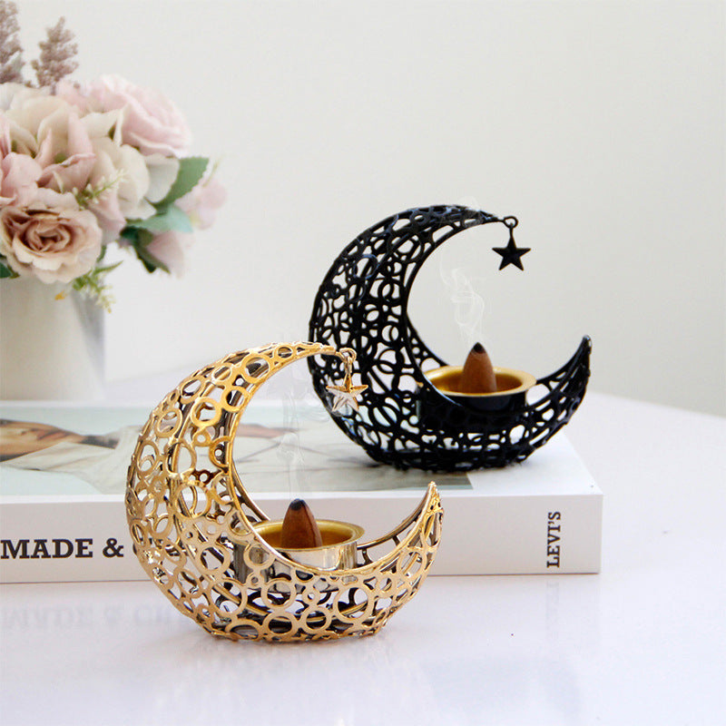 Enchanting Crescent Moon Star Tealight Holder for Spiritual Tranquility