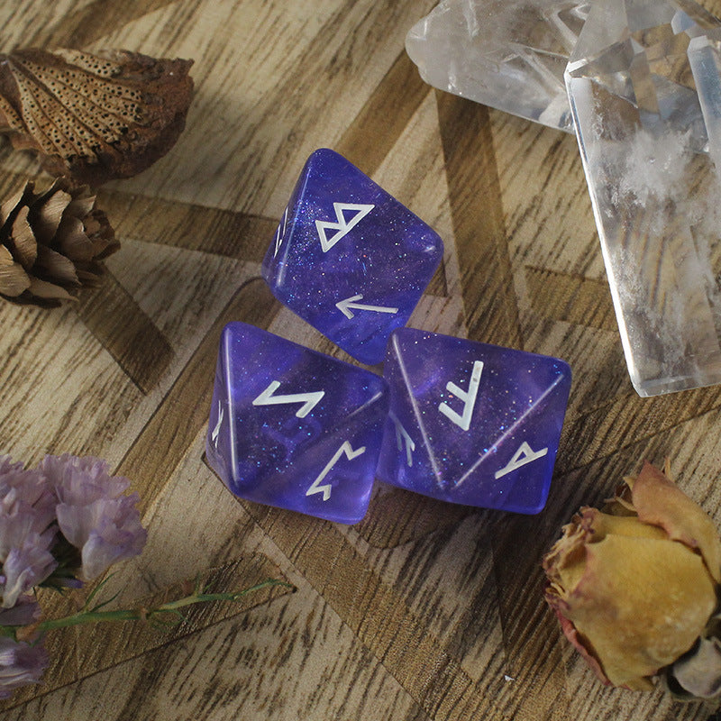 Mystical Galaxy Rune Dice Set for Divination, Crystal Casting, and Spiritual Guidance