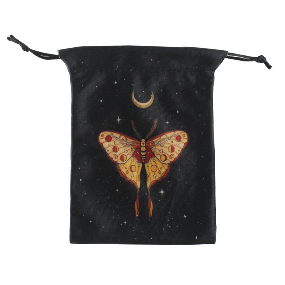 Mystical Moth and Moon Velvet Drawstring Pouches for Tarot Cards, Crystals, and Spiritual Essentials - Celestial and Nature-Inspired Designs