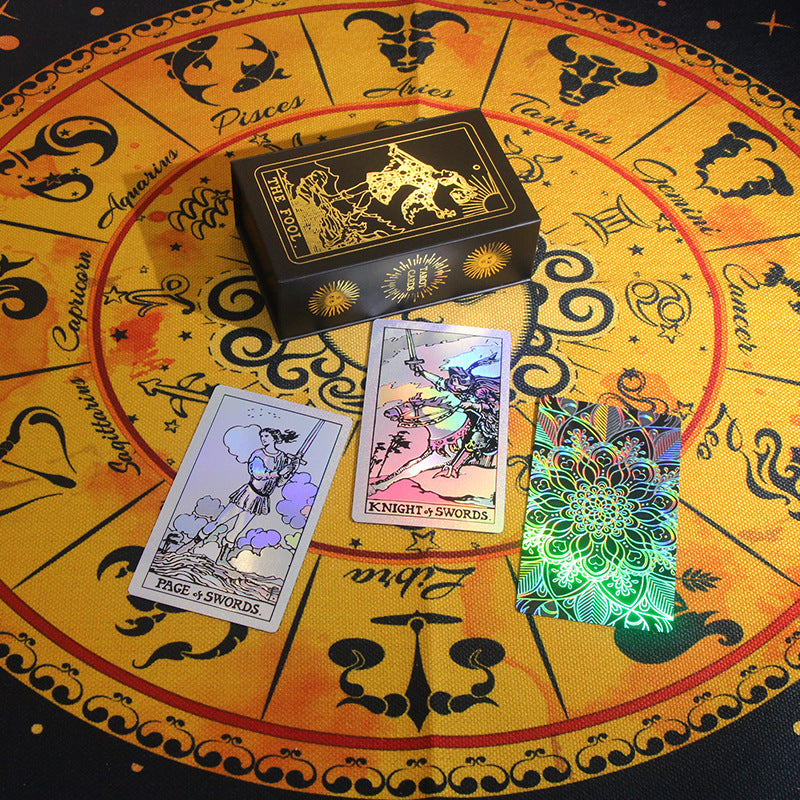 Golden Foil Tarot Deck with Holographic Design and Complete Guidebook for Intuitive Readings and Spiritual Guidance