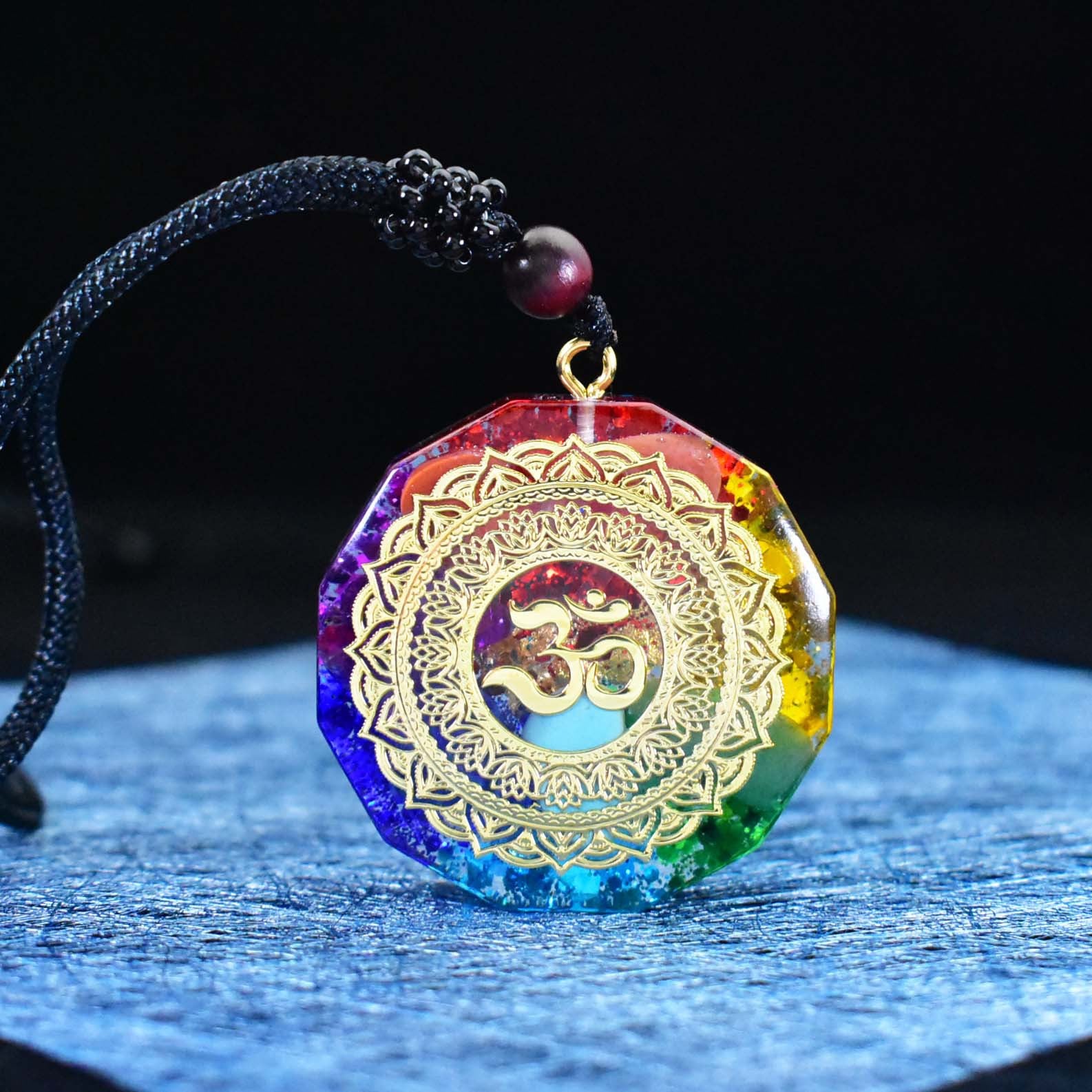 Rainbow Chakra Healing Necklace with OM Symbol - Spiritual Jewelry for Positive Energy and Balance