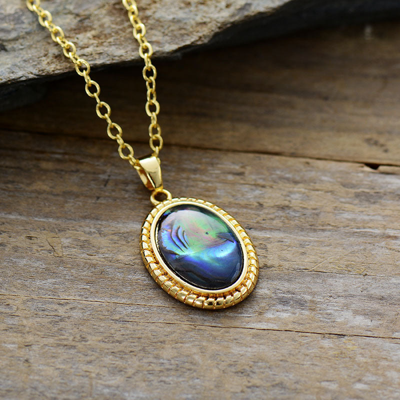 Mystical Abalone Shell Gold Necklace - Spiritual Jewelry for Inner Peace and Healing