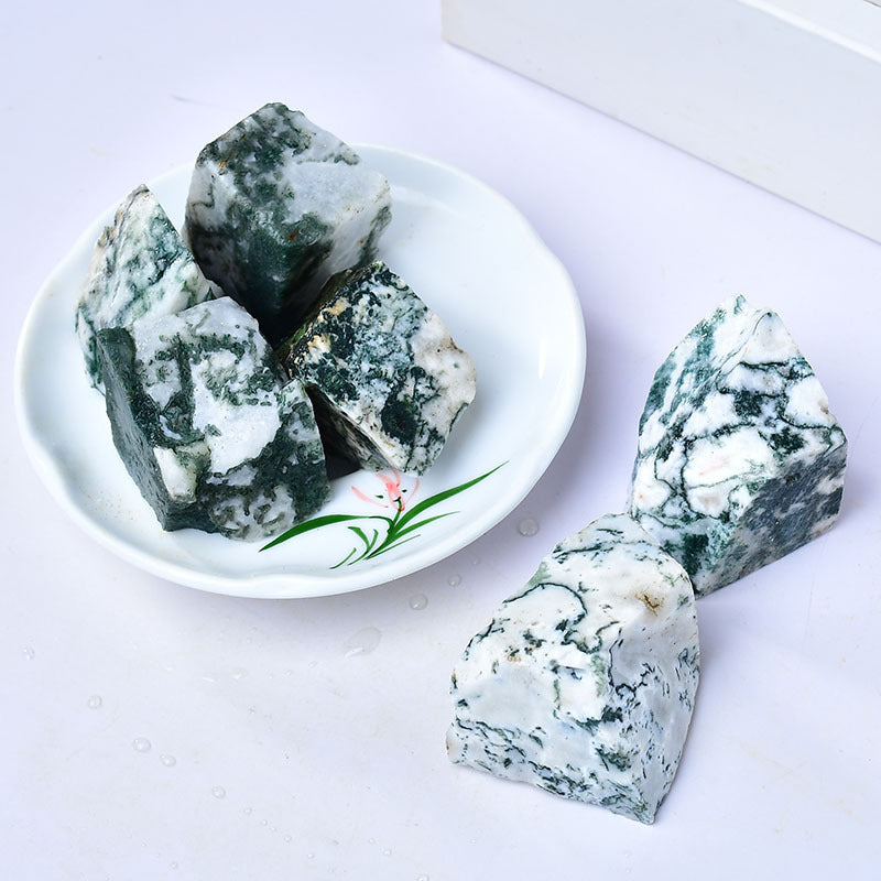 White and Green Rough Healing Stones for Grounding and Growth - Natural Raw Crystals for Spiritual Balance and Emotional Stability