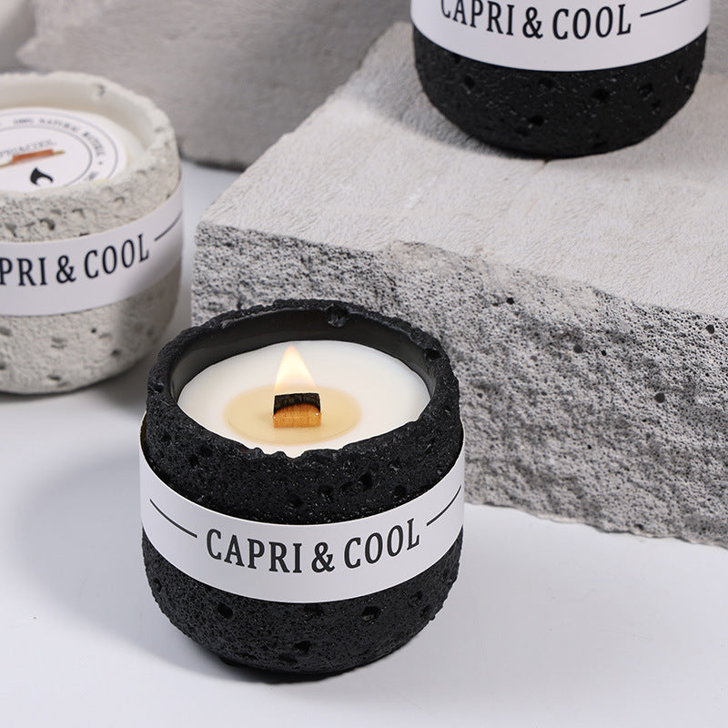 Capri & Cool Volcanic Stone Aromatherapy Candle for Spiritual Healing and Meditation