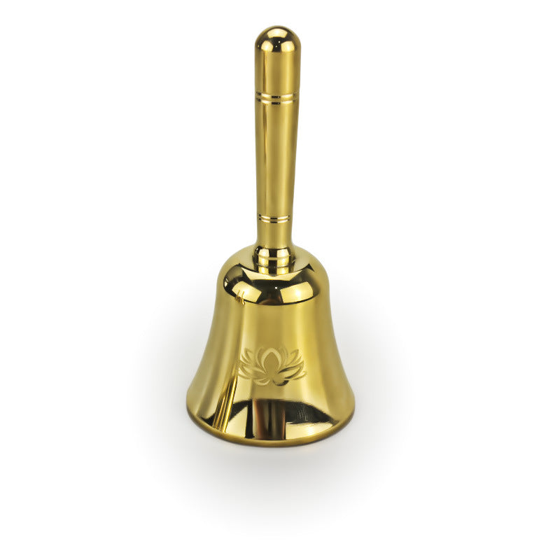 Golden Altar Bell for Rituals and Energy Cleansing - Spiritual Meditation Tool with Lotus and Pentacle Designs