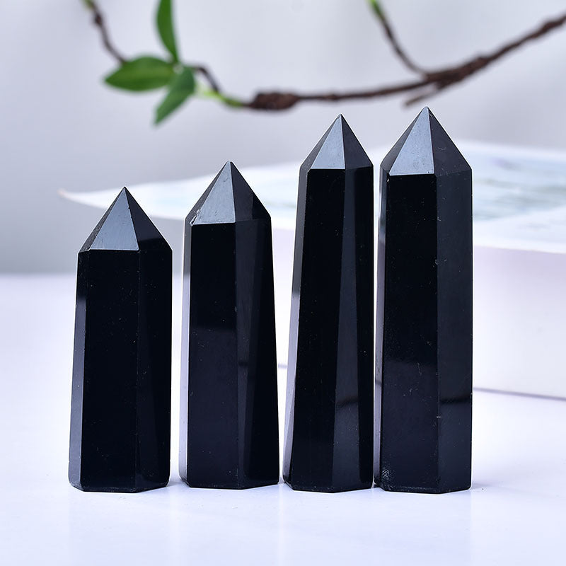 Black Obsidian Crystal Towers for Spiritual Protection and Healing - Polished Obelisks for Energy Cleansing