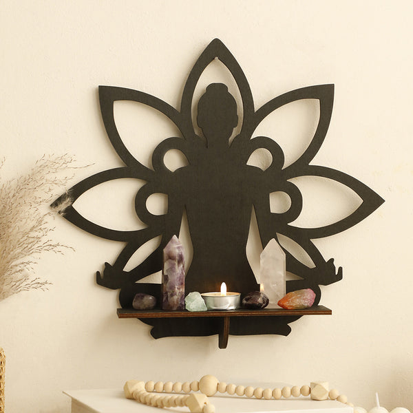 Zen Buddha Lotus Wall Shelf - Spiritual Altar Display