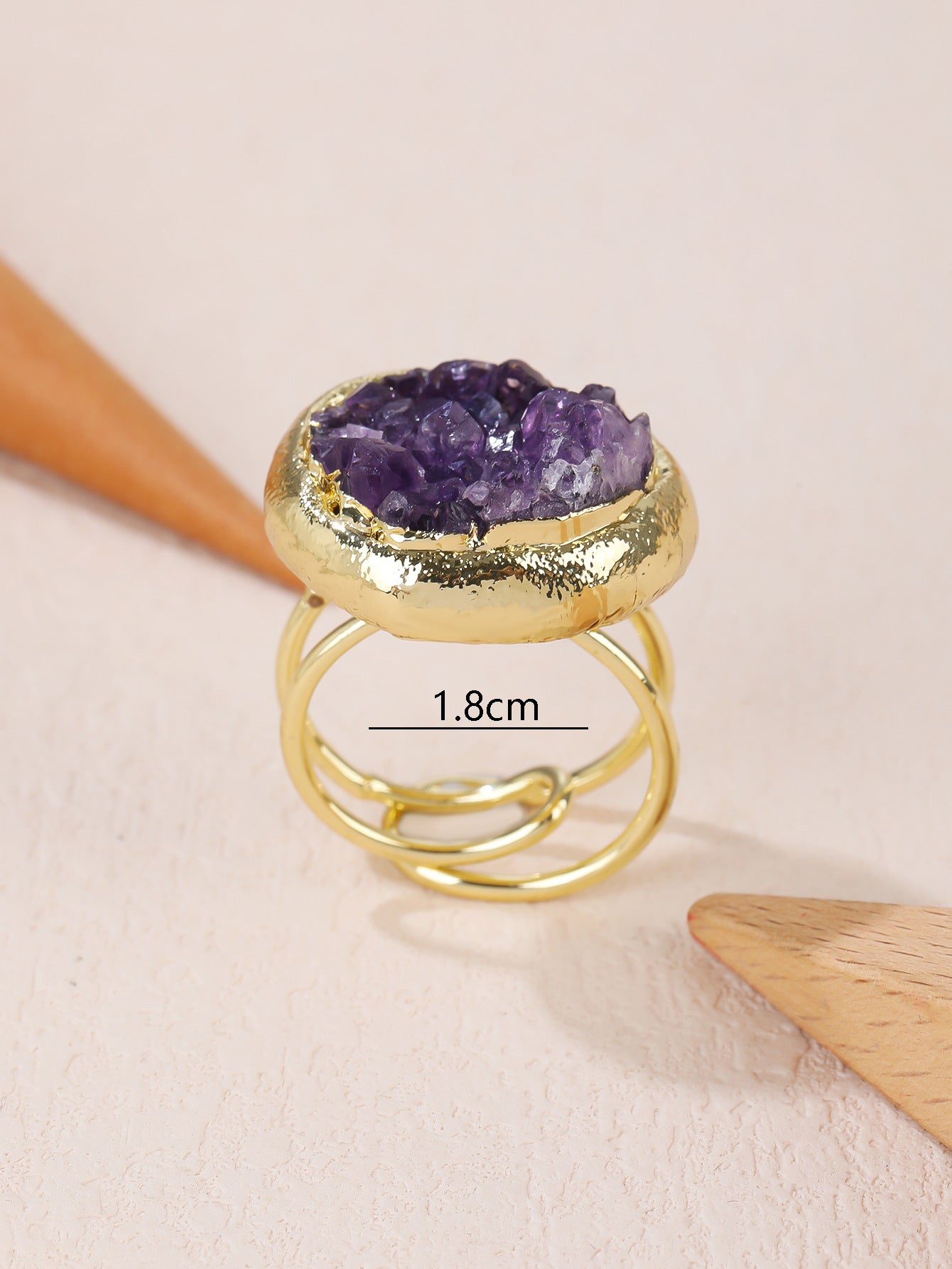 Amethyst Druzy Statement Ring with Gold Plating – Spiritual Healing Crystal Ring