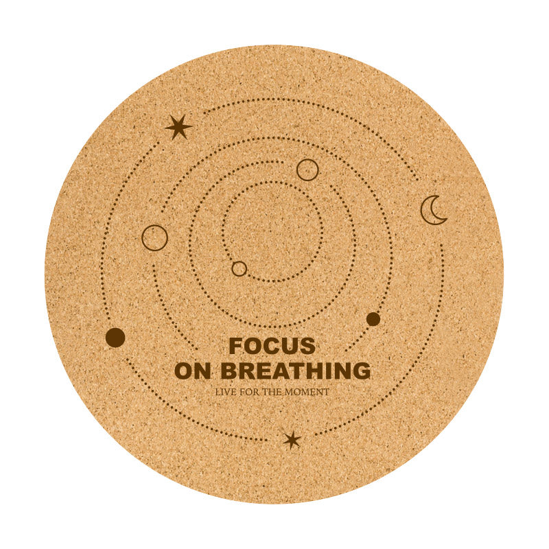 Eco-Friendly Round Yoga and Meditation Cork Mat with Moon Phases Design for Enhanced Spiritual Practice