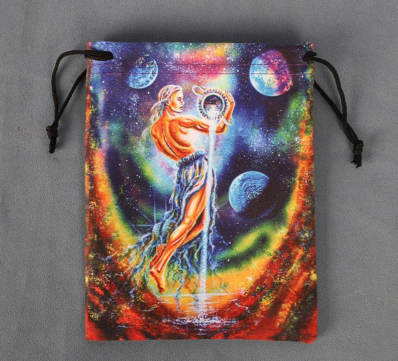 Exquisite Celestial-Themed Drawstring Pouches for Tarot Cards, Crystals, and Sacred Tools – Perfect for Spiritual Practitioners, Mystics, and Healers