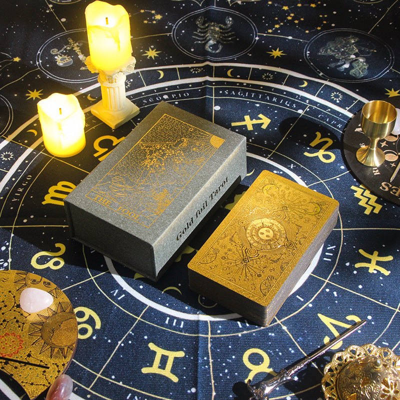 Premium Gold Foil Tarot Deck with Exquisite Storage Box for Mystical Divination - Classic 78-Card Set with Guidebook