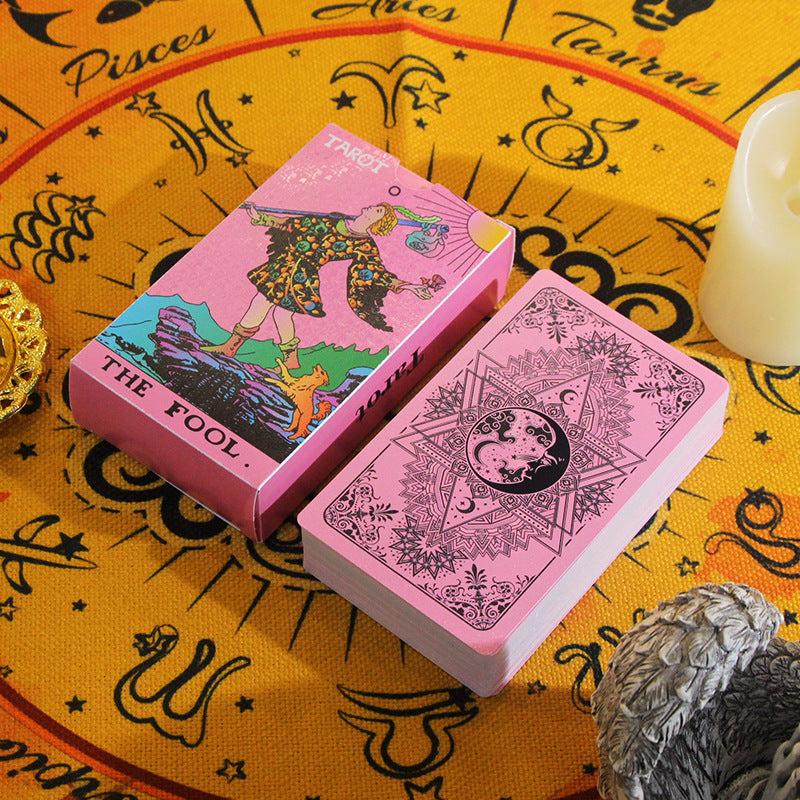 Vibrant Pink and Black Tarot Deck Set – Classic Tarot Cards for Spiritual Guidance and Meditation