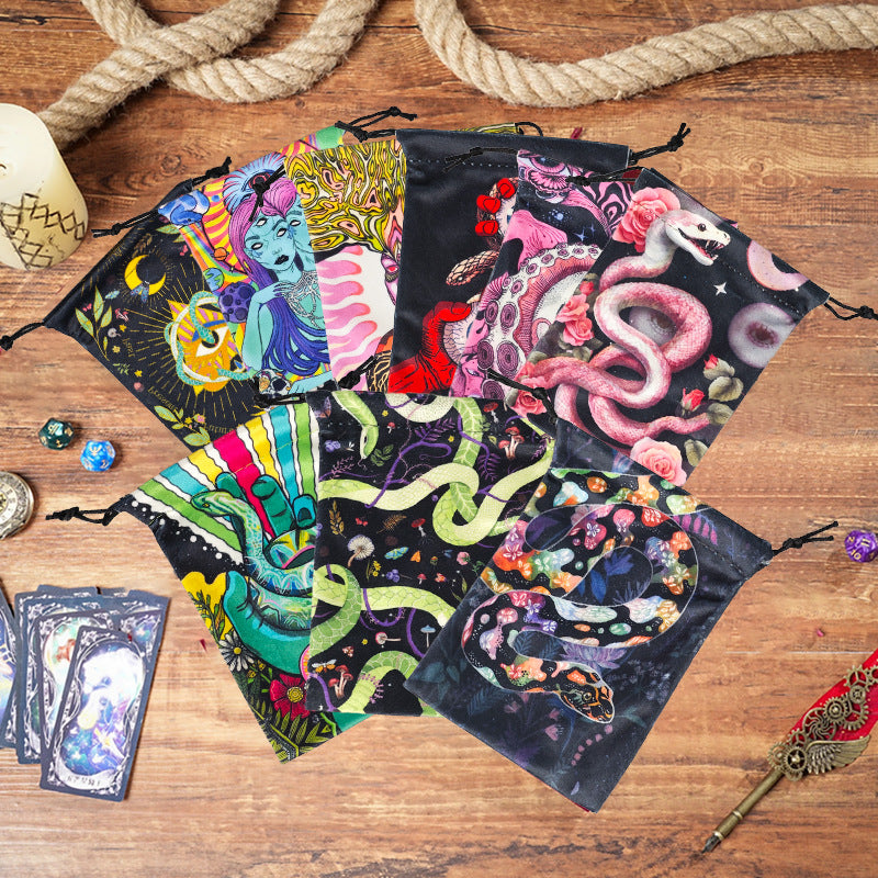 Vibrant Psychedelic Art Tarot and Crystal Drawstring Pouches for Spiritual Tools and Accessories – Unique and Eye-Catching Designs for Mystical Storage