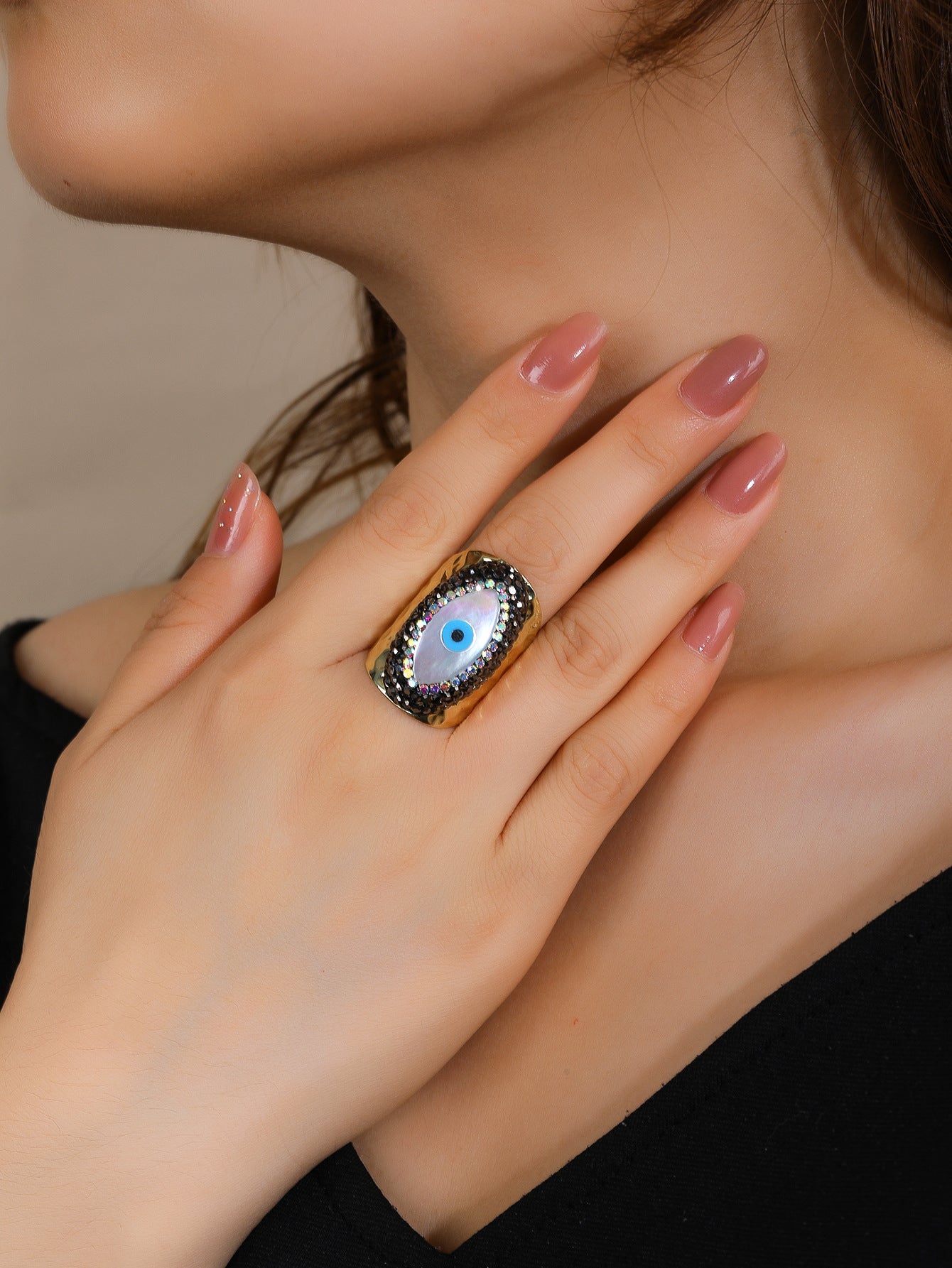 Elegant Evil Eye Protection Rings with Gold and Black Accents for Spiritual Shielding and Positive Energy