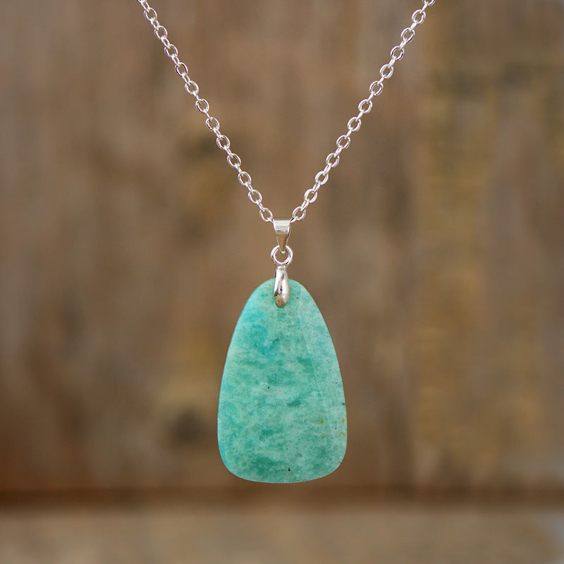 Natural Rose Quartz and Amazonite Pendant Necklace for Healing and Spiritual Energy Balance