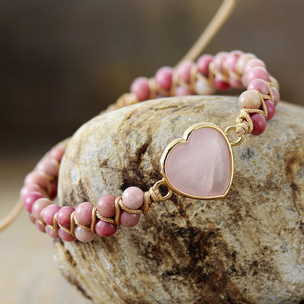 Heart of Love Rose Quartz Bracelet