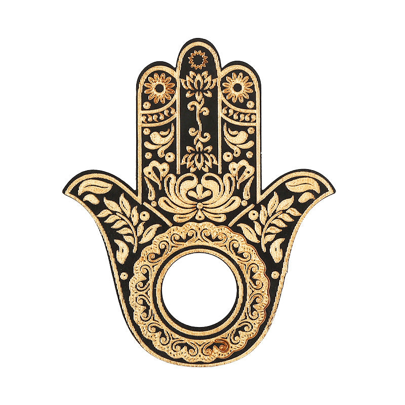 Handcrafted Hamsa Wall Art with Gold Accents for Spiritual Protection