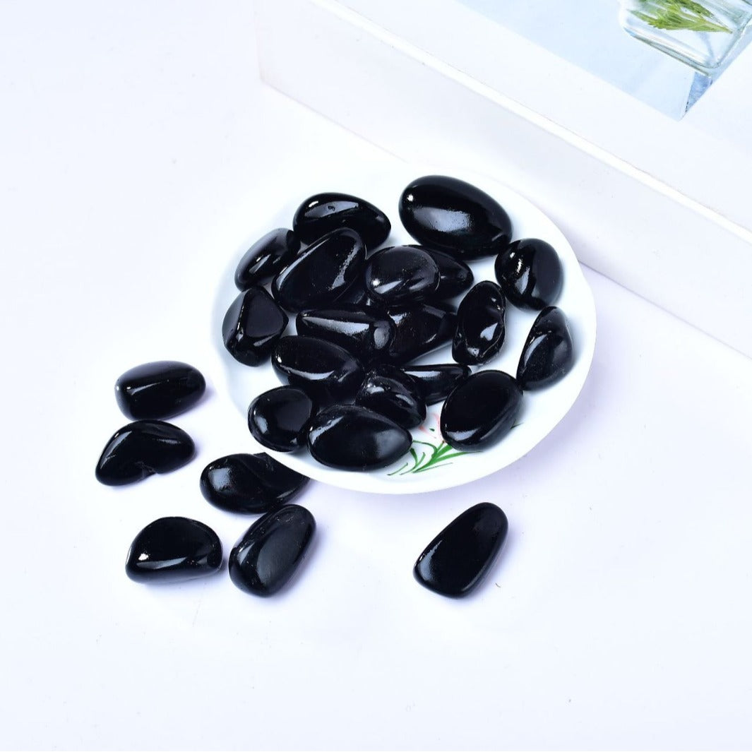 Polished Black Onyx Tumbled Stones for Spiritual Protection and Grounding Energy