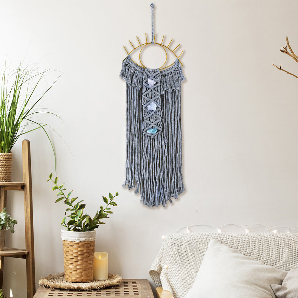 Macrame Evil Eye Wall Hanging - Crystal Protection Decor