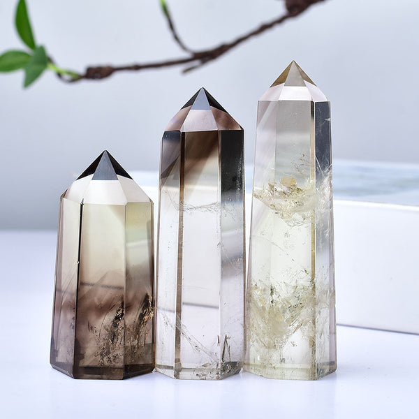 Smokey Quartz Crystal Towers for Energy Clearing and Grounding - Polished Healing Obelisks for Spiritual Growth