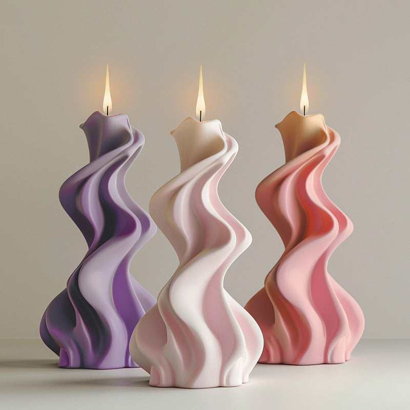 Twisted Wave Sculptural Candles - Elegant Spiral Candles for Spiritual Decor and Meditation