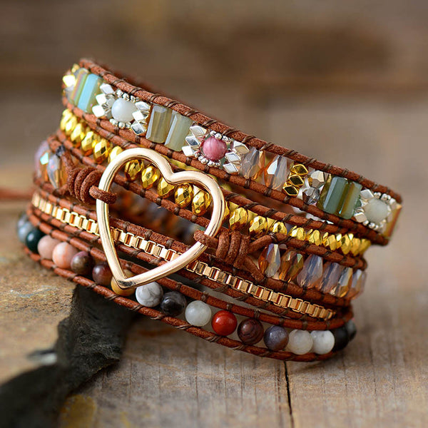 Golden Heart Harmony Wrap Bracelet