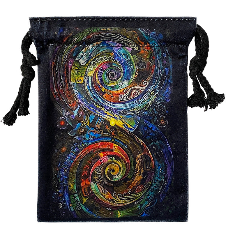 Mystical Celestial Tarot and Crystal Drawstring Pouch – Vibrant Velvet Bag for Tarot Decks, Crystals, and Spiritual Essentials