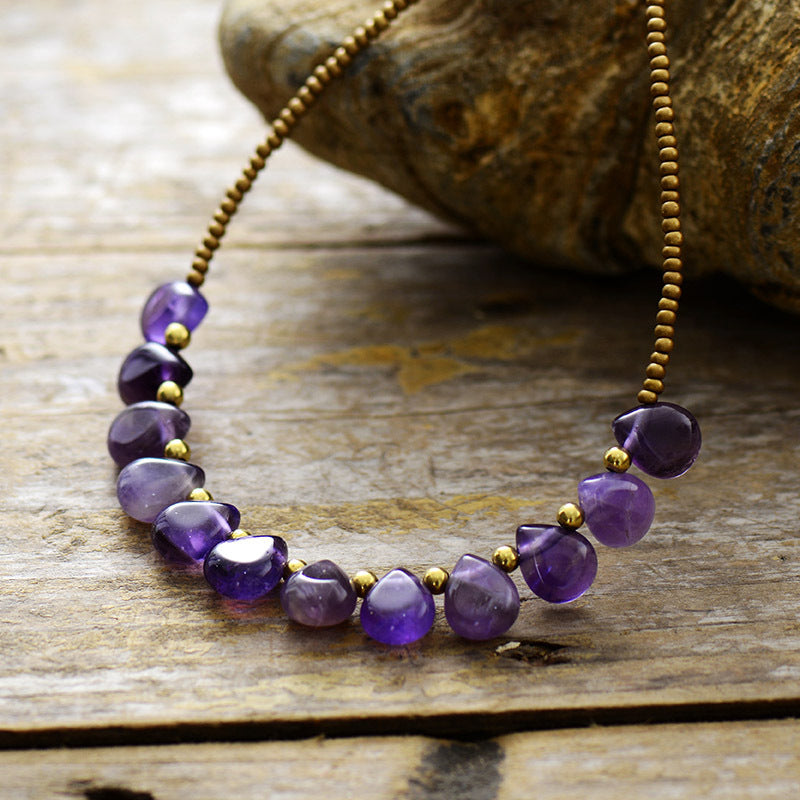 Amethyst Teardrop Healing Necklace for Spiritual Balance and Meditation