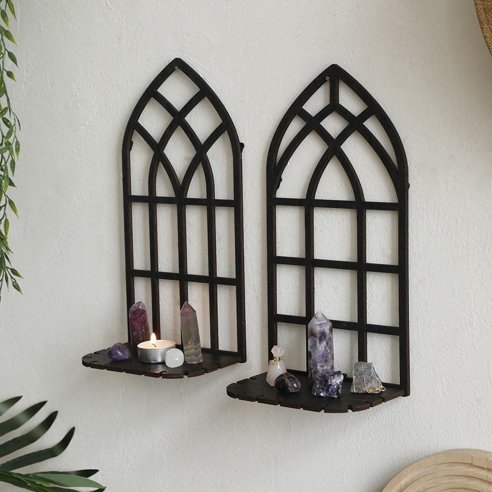 Gothic Cathedral Window Wall Shelf - Spiritual Altar Decor