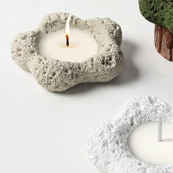 Volcanic Stone Flower-Shaped Meditation Candle for Spiritual Relaxation and Healing