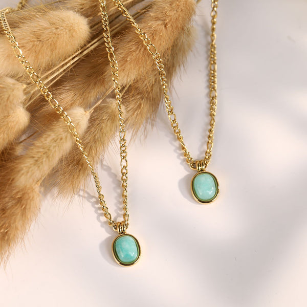 Timeless Turquoise Gold-Plated Pendant Necklace – Elegant Jewelry for Everyday Chic