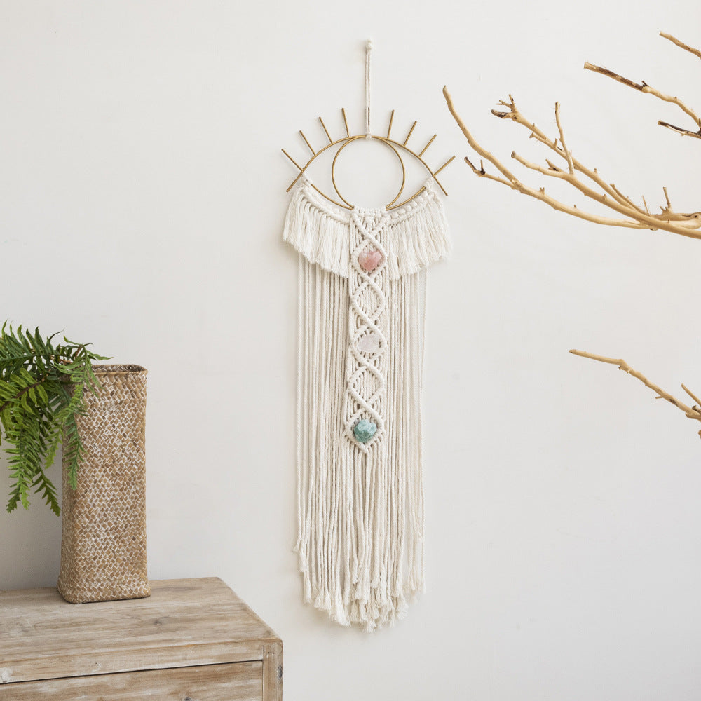 Macrame Evil Eye Wall Hanging - Crystal Protection Decor