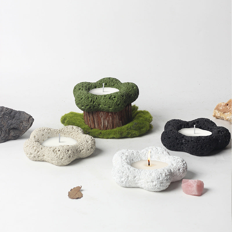 Volcanic Stone Flower-Shaped Meditation Candle for Spiritual Relaxation and Healing