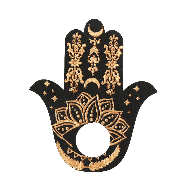 Handcrafted Hamsa Wall Art with Gold Accents for Spiritual Protection